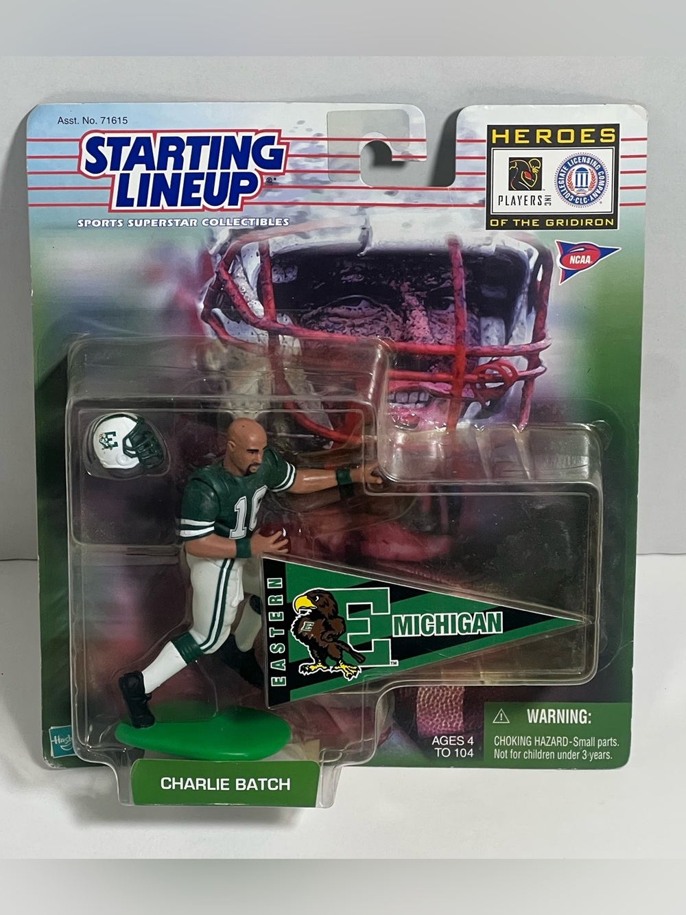 Starting Lineup Charlie Batch Eastern Michigan Green Football Figure Vintage